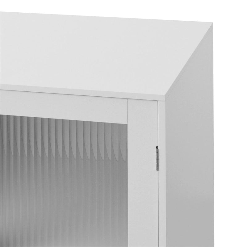 Meuble-lavabo moderne en bois avec 2 portes vitrées et une étagère réglable