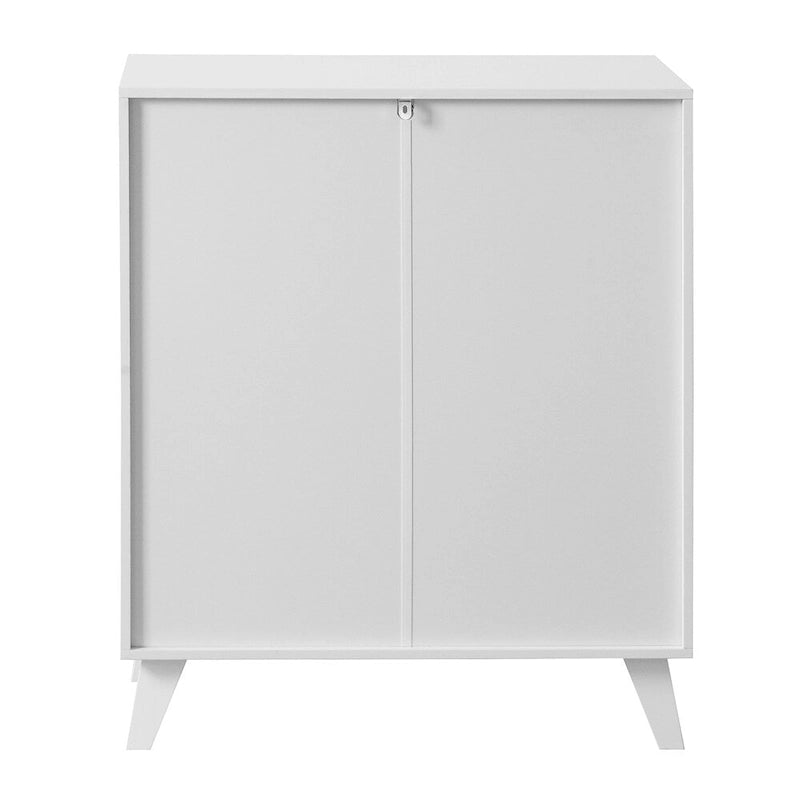 Meuble-lavabo moderne en bois avec 2 portes vitrées et une étagère réglable