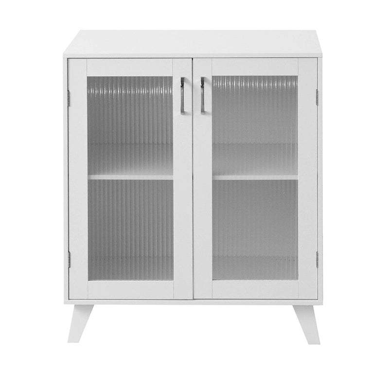 Meuble-lavabo moderne en bois avec 2 portes vitrées et une étagère réglable