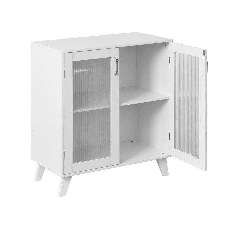Meuble-lavabo moderne en bois avec 2 portes vitrées et une étagère réglable