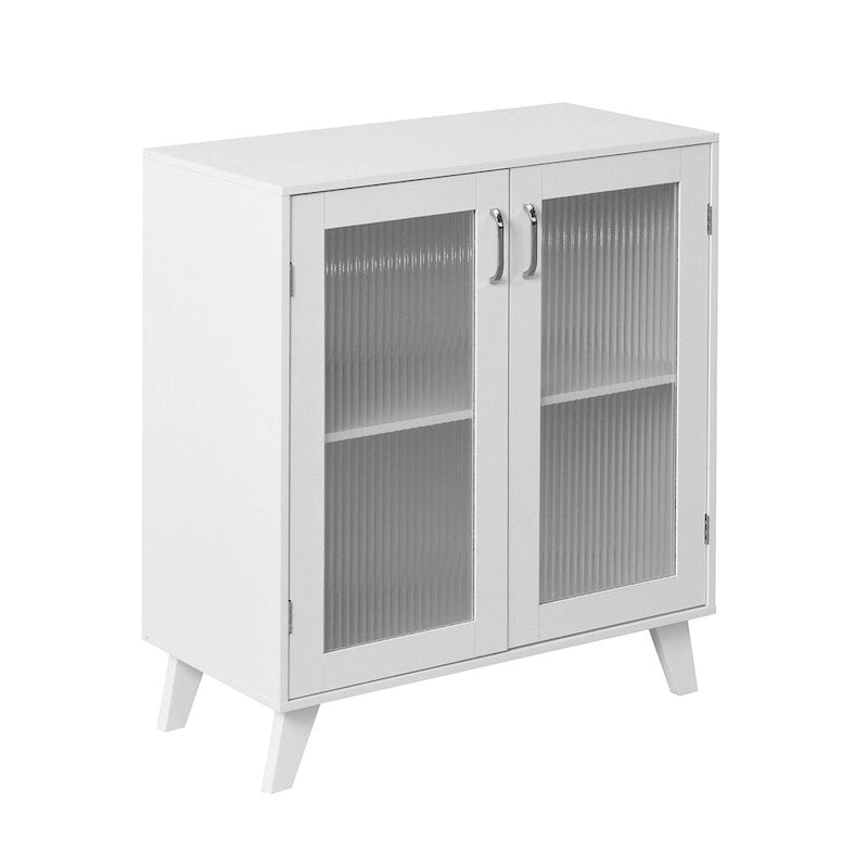 Meuble-lavabo moderne en bois avec 2 portes vitrées et une étagère réglable