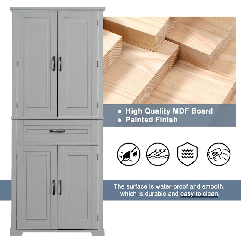 Armoire de salle de bain haute avec tiroirs et étagère réglable