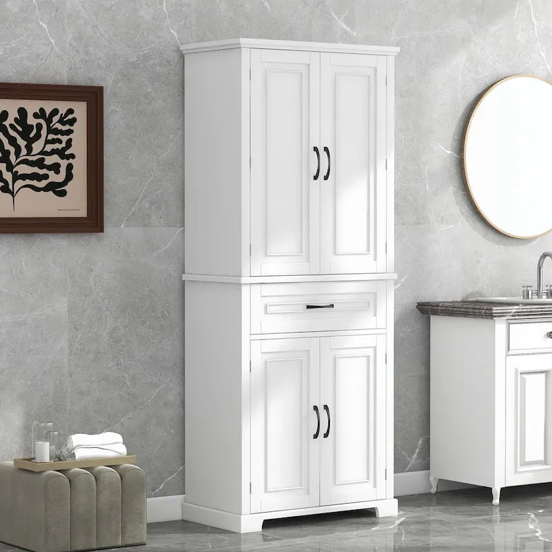 Armoire de salle de bain haute avec tiroirs et étagère réglable