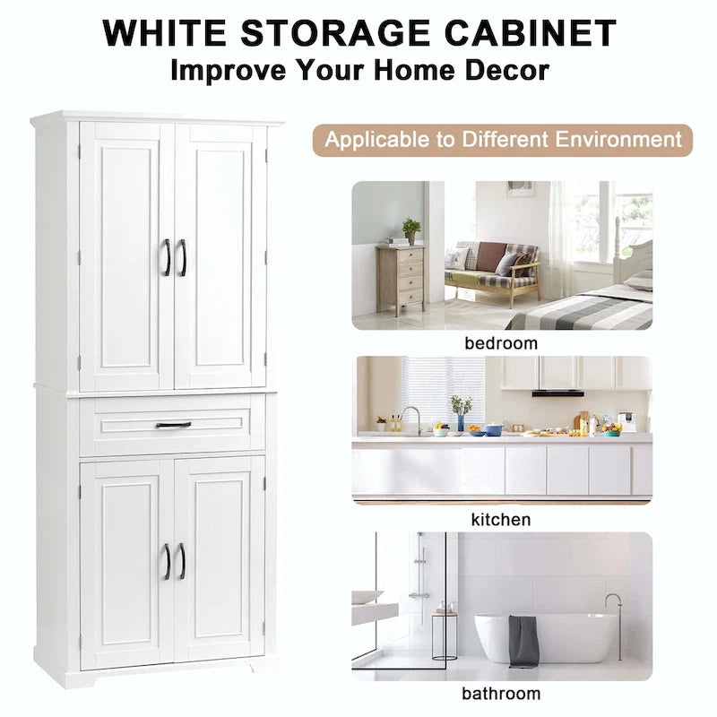 Armoire de salle de bain haute avec tiroirs et étagère réglable