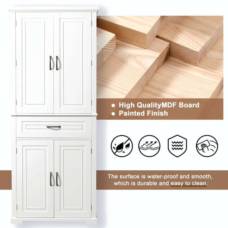 Armoire de salle de bain haute avec tiroirs et étagère réglable