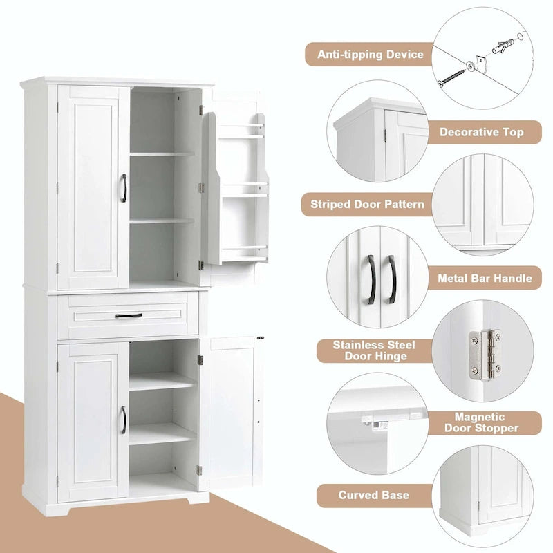 Armoire de salle de bain haute avec tiroirs et étagère réglable
