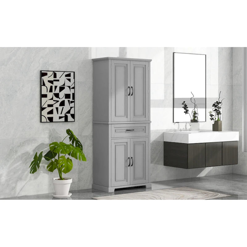 Armoire de salle de bain haute avec tiroirs et étagère réglable