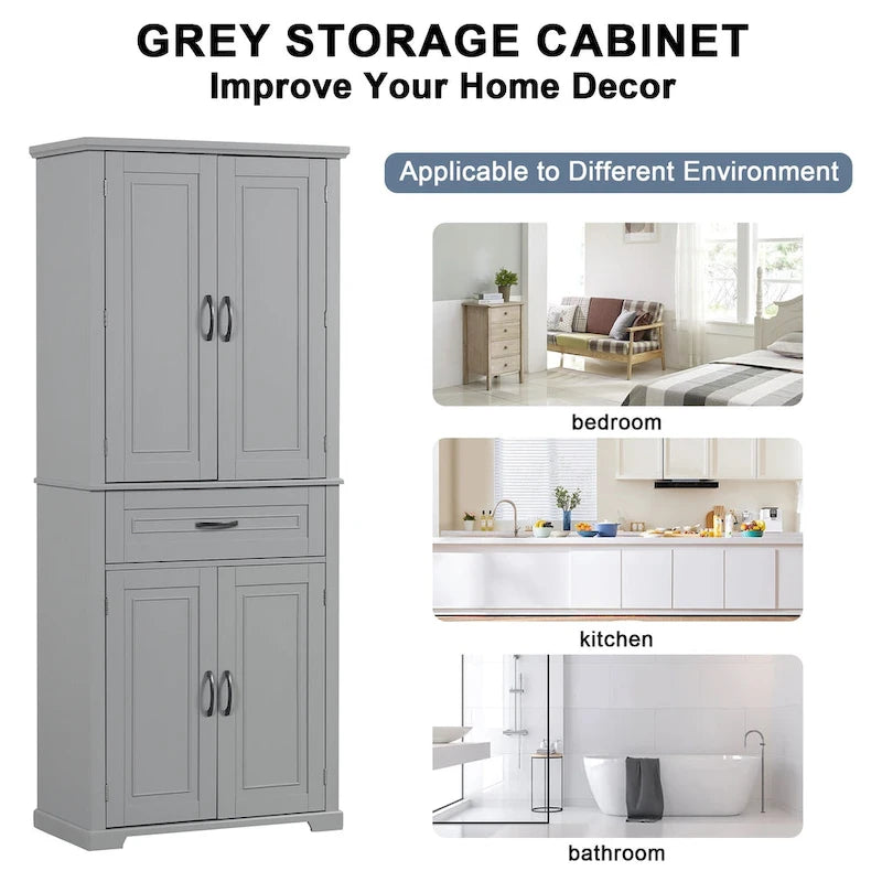 Armoire de salle de bain haute avec tiroirs et étagère réglable