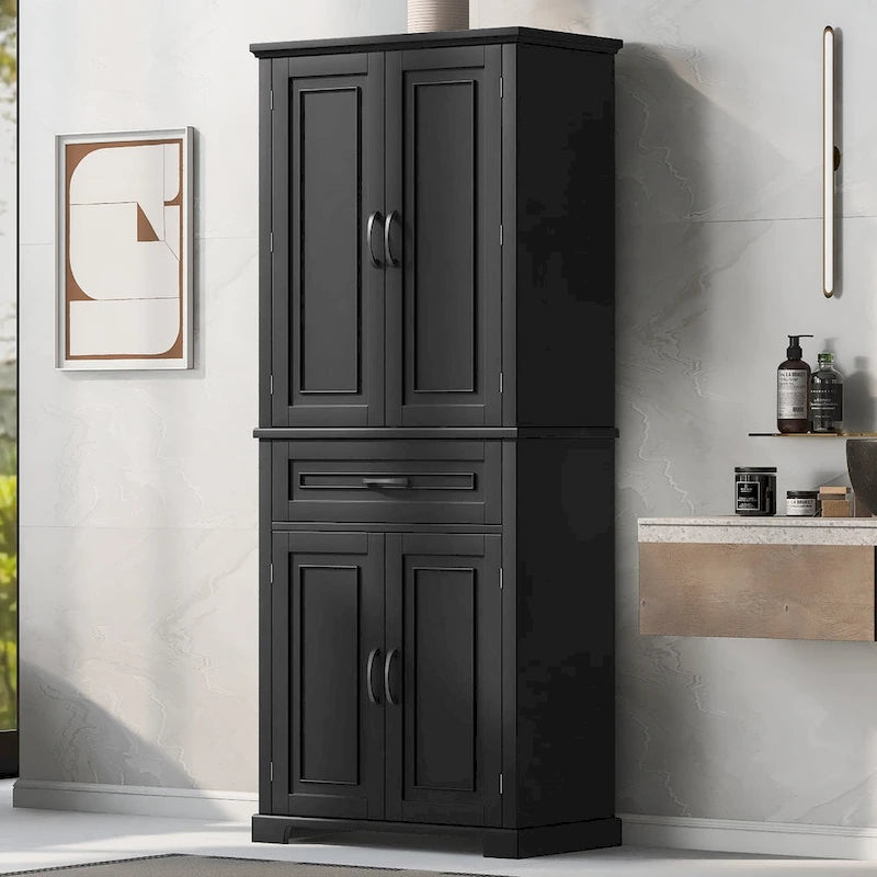Armoire de salle de bain haute avec tiroirs et étagère réglable