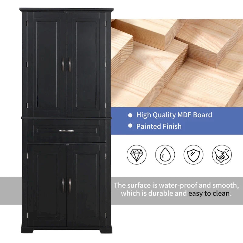 Armoire de salle de bain haute avec tiroirs et étagère réglable