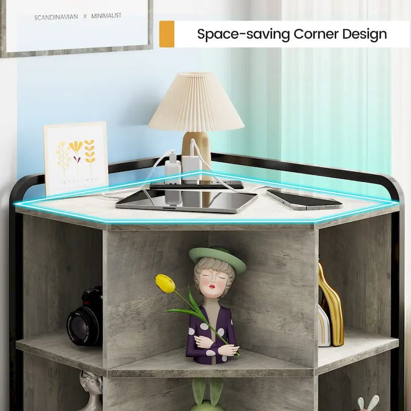 Meuble d'angle avec ports USB et prises de courant