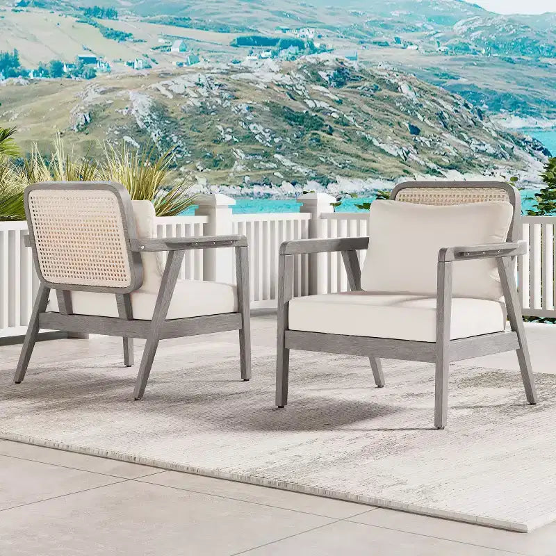 Christopher Knight Home Chaises de club Ursa en bois d'acacia pour patio extérieur