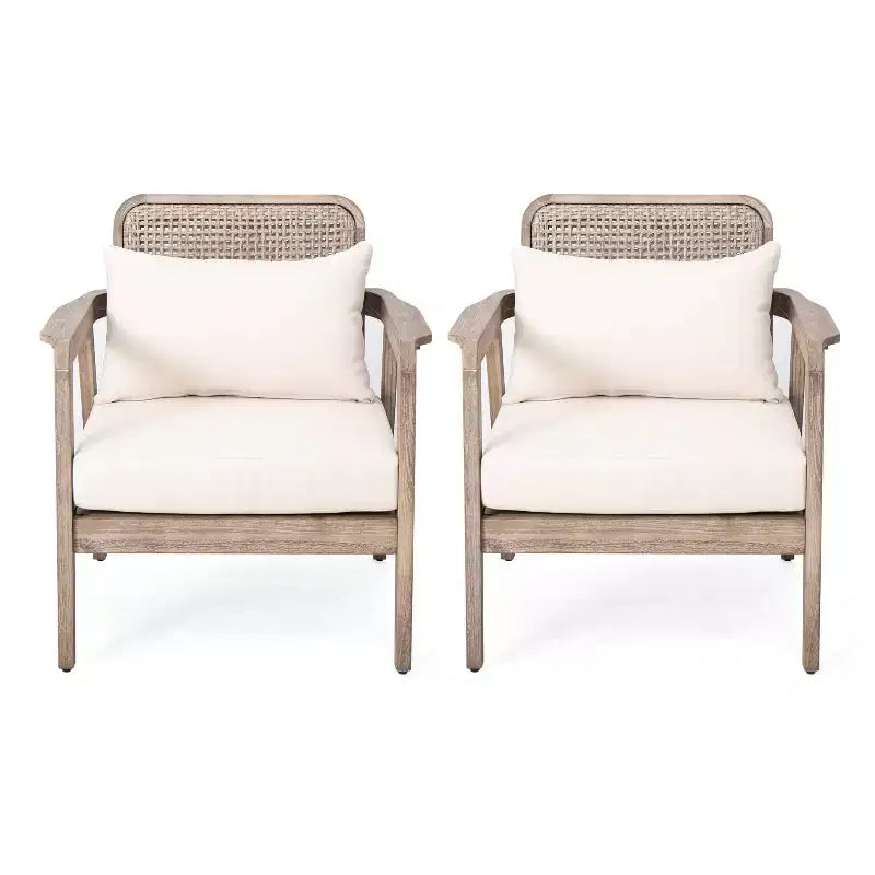 Christopher Knight Home Chaises de club Ursa en bois d'acacia pour patio extérieur