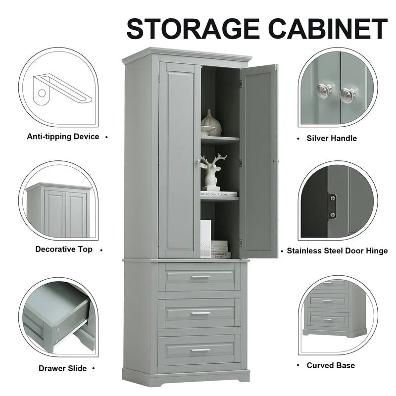 Meuble de rangement haut à trois tiroirs pour salle de bain/bureau
