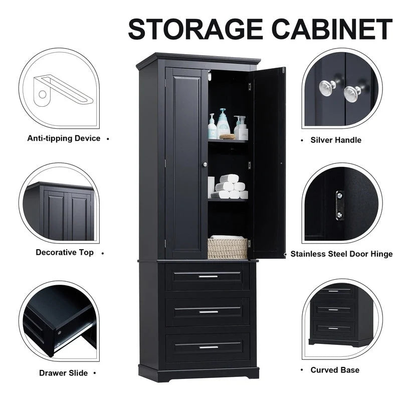 Meuble de rangement haut à trois tiroirs pour salle de bain/bureau