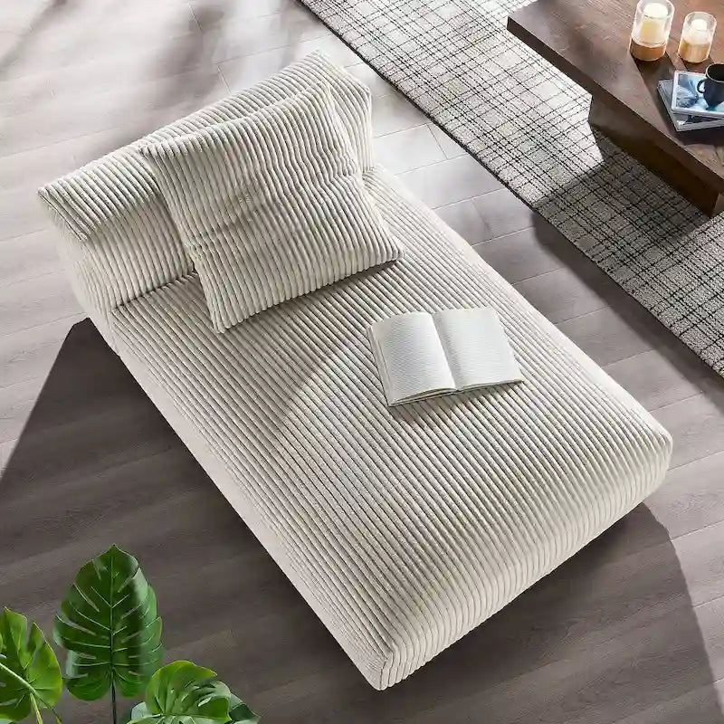 Chaise longue sans accoudoirs en velours côtelé modulaire Solace