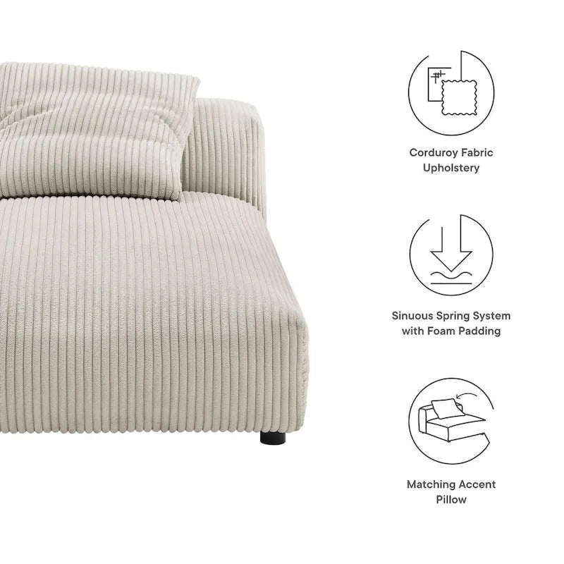 Chaise longue sans accoudoirs en velours côtelé modulaire Solace
