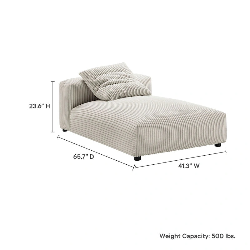 Chaise longue sans accoudoirs en velours côtelé modulaire Solace