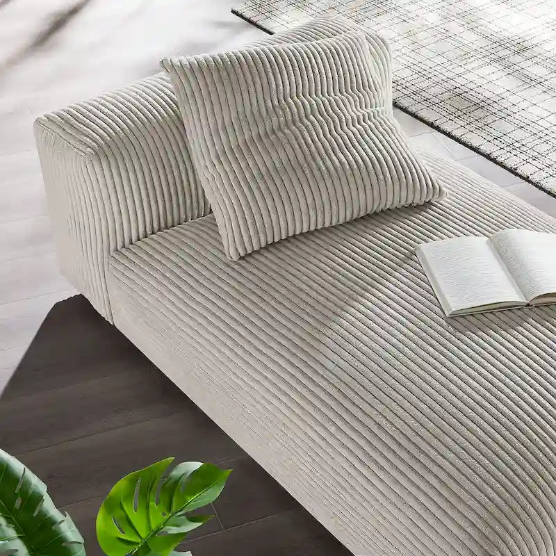 Chaise longue sans accoudoirs en velours côtelé modulaire Solace