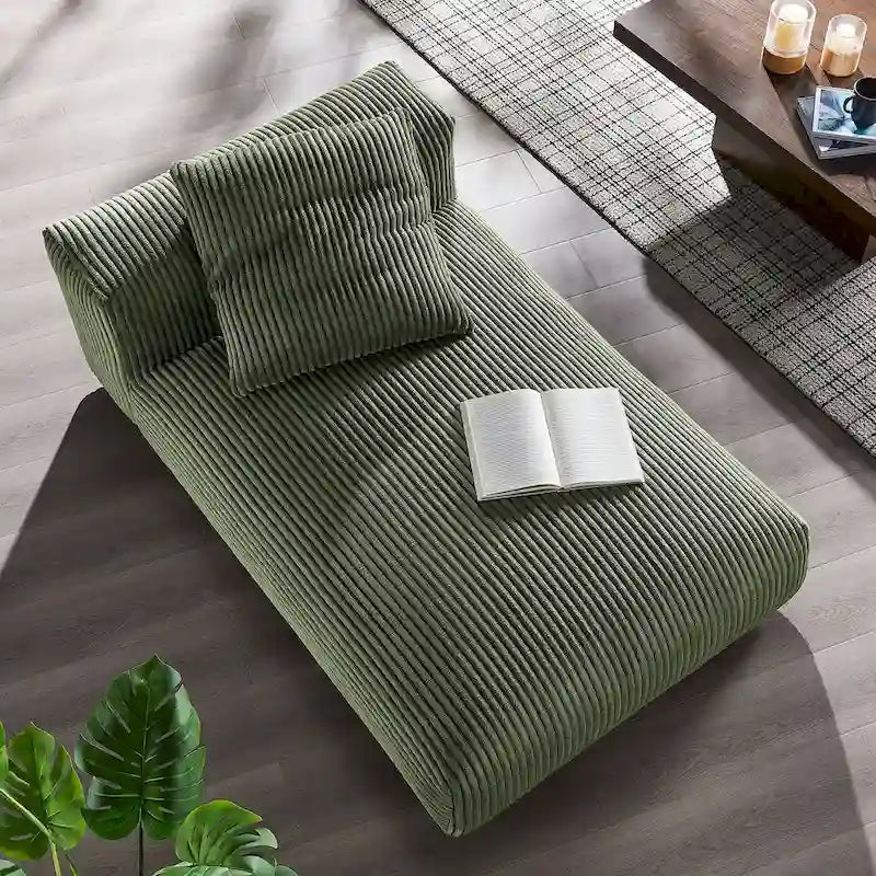 Chaise longue sans accoudoirs en velours côtelé modulaire Solace