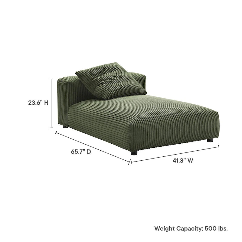 Chaise longue sans accoudoirs en velours côtelé modulaire Solace