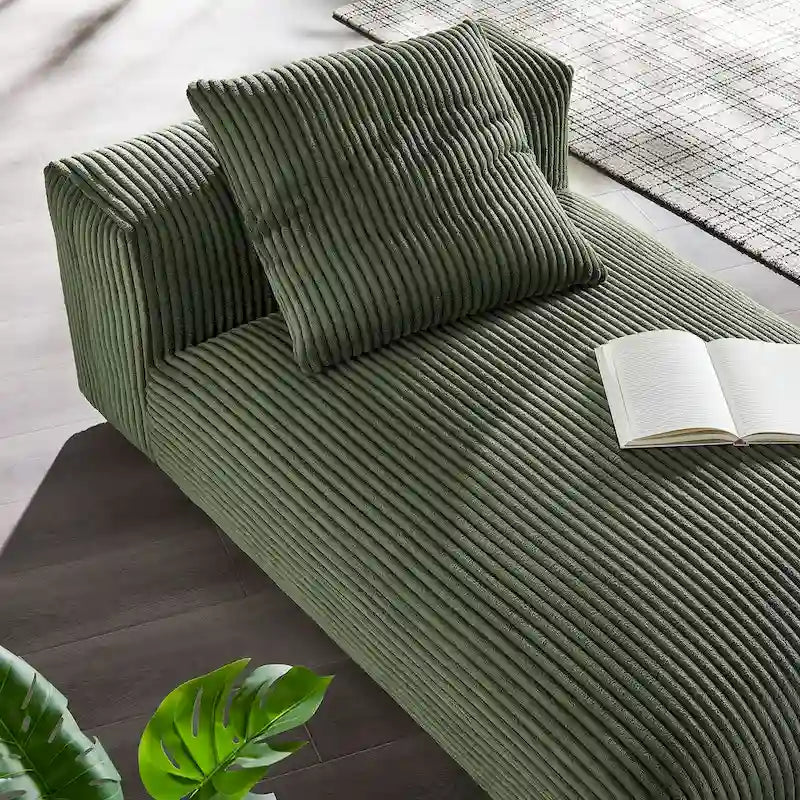 Chaise longue sans accoudoirs en velours côtelé modulaire Solace