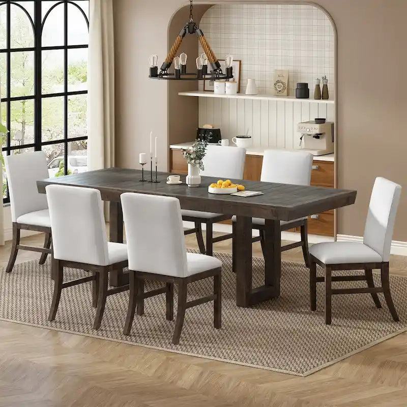 Ensemble de salle à manger 7 pièces avec table extensible de 72 po à rallonge papillon et 6 chaises