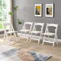 Chaise pliante rembourrée, gain de place, facile à transporter, 4 pièces, coussin beige/étagère blanche, salle à manger