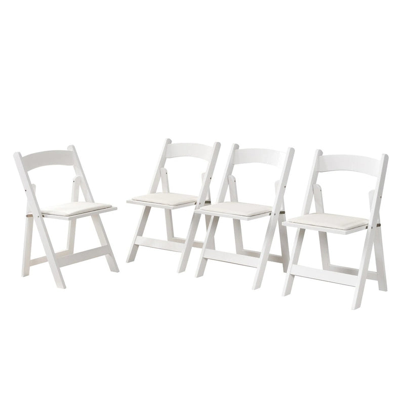 Chaise pliante rembourrée, gain de place, facile à transporter, 4 pièces, coussin beige/étagère blanche, salle à manger