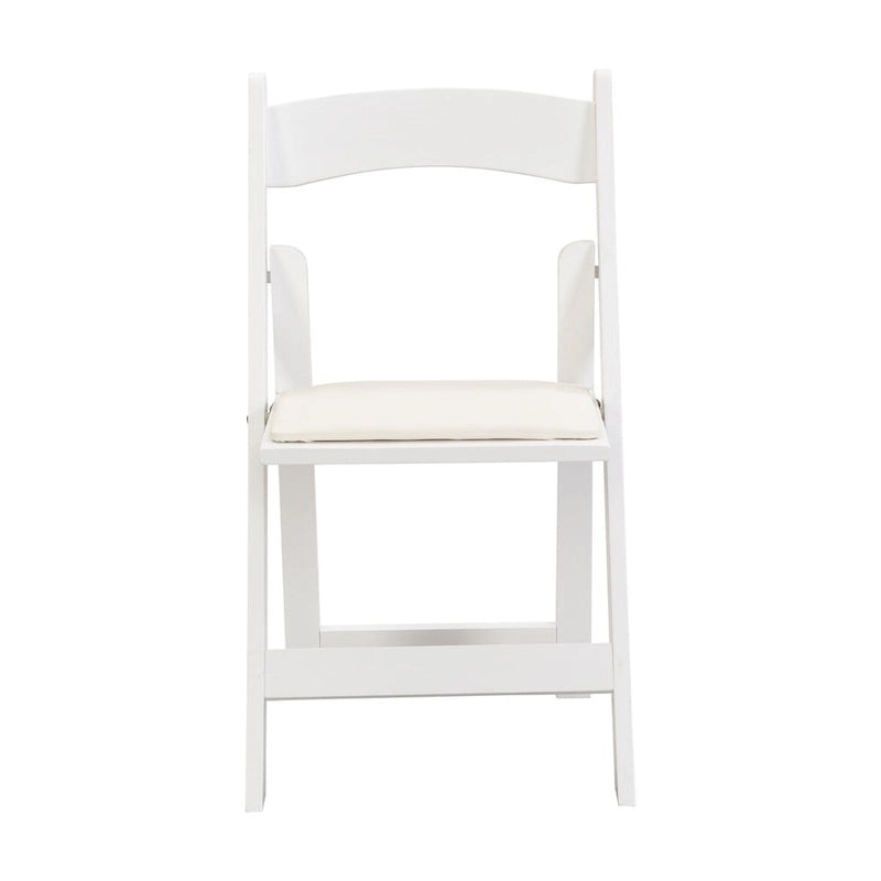 Chaise pliante rembourrée, gain de place, facile à transporter, 4 pièces, coussin beige/étagère blanche, salle à manger