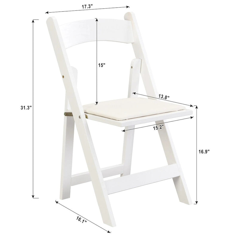 Chaise pliante rembourrée, gain de place, facile à transporter, 4 pièces, coussin beige/étagère blanche, salle à manger