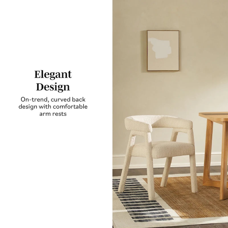 Chaise de salle à manger incurvée Middlebrook Modern Boucle en bois massif (Lot de 2)