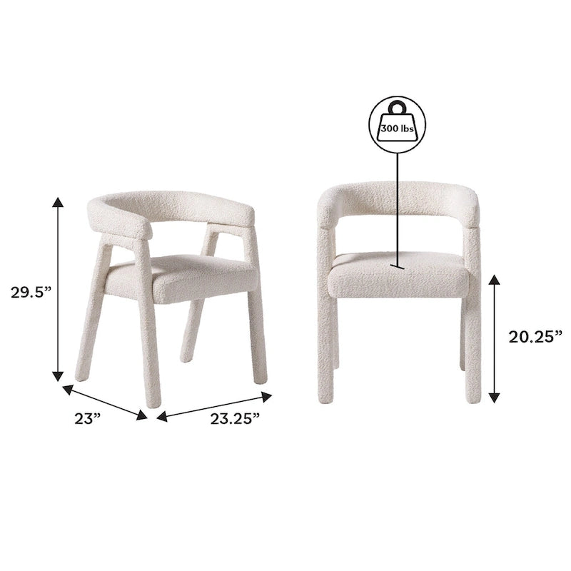 Chaise de salle à manger incurvée Middlebrook Modern Boucle en bois massif (Lot de 2)