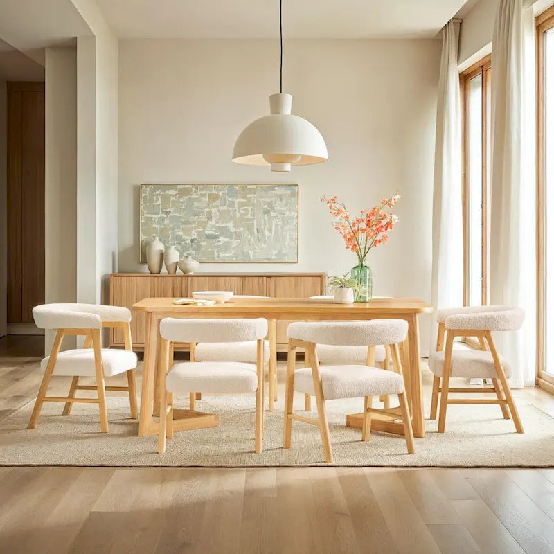 Chaise de salle à manger incurvée Middlebrook Modern Boucle en bois massif (Lot de 2)