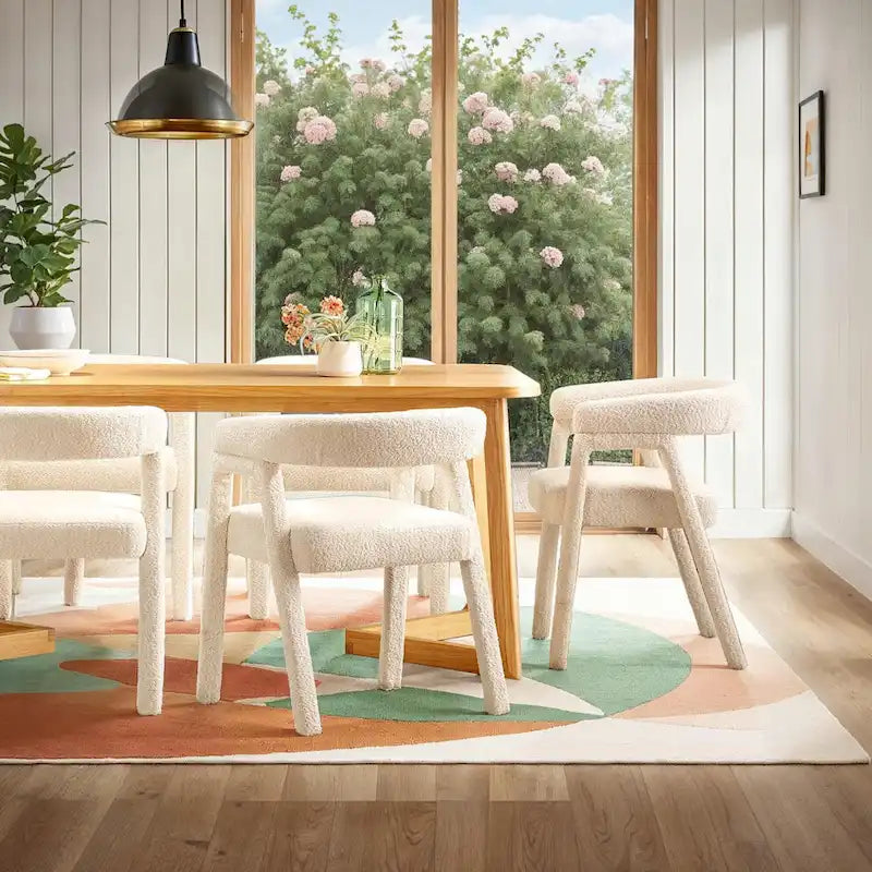 Chaise de salle à manger incurvée Middlebrook Modern Boucle en bois massif (Lot de 2)