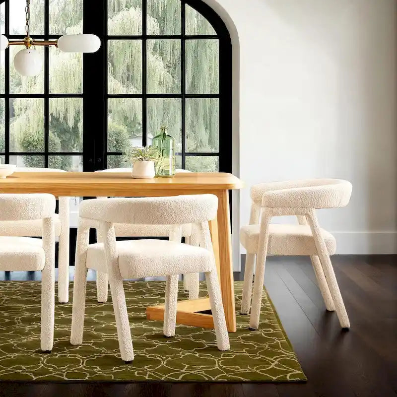 Chaise de salle à manger incurvée Middlebrook Modern Boucle en bois massif (Lot de 2)