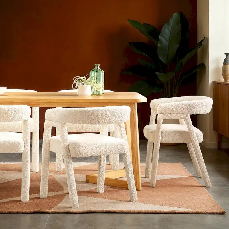 Chaise de salle à manger incurvée Middlebrook Modern Boucle en bois massif (Lot de 2)