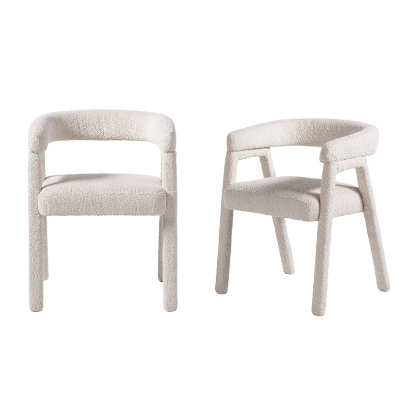 Chaise de salle à manger incurvée Middlebrook Modern Boucle en bois massif (Lot de 2)