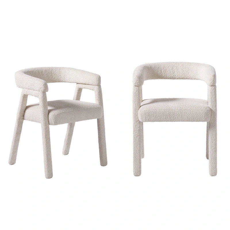 Chaise de salle à manger incurvée Middlebrook Modern Boucle en bois massif (Lot de 2)