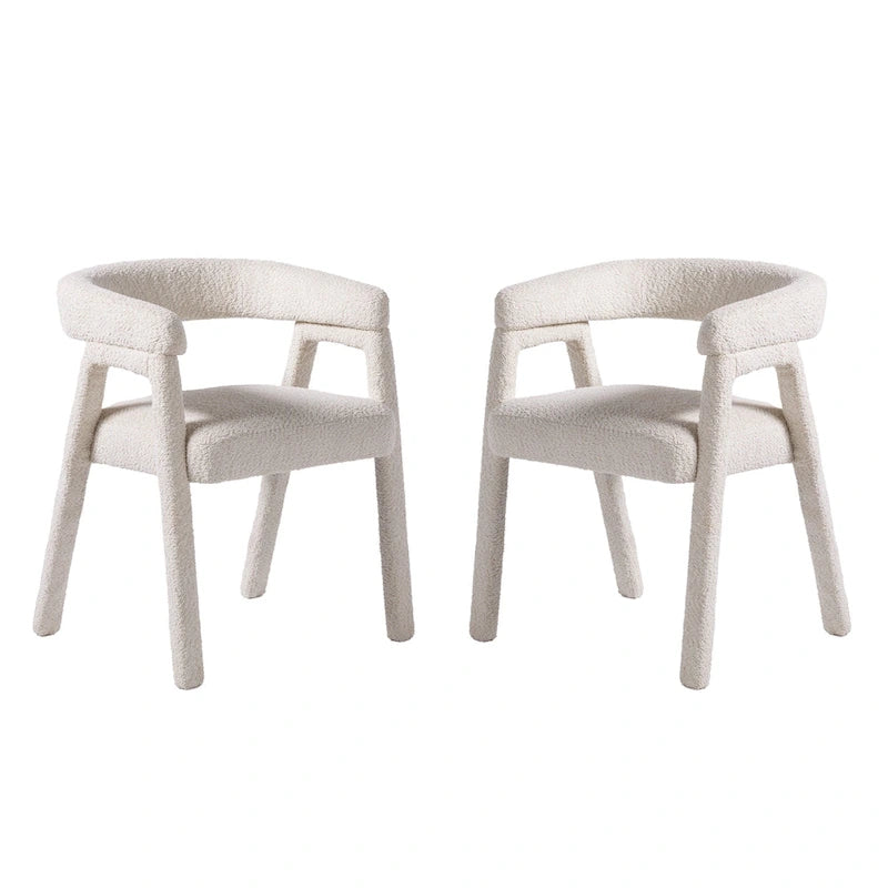 Chaise de salle à manger incurvée Middlebrook Modern Boucle en bois massif (Lot de 2)