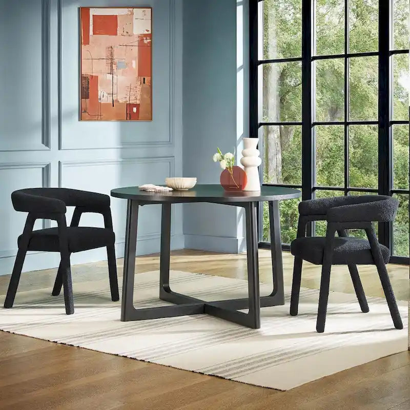 Chaise de salle à manger incurvée Middlebrook Modern Boucle en bois massif (Lot de 2)