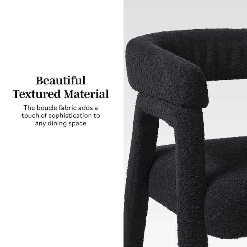 Chaise de salle à manger incurvée Middlebrook Modern Boucle en bois massif (Lot de 2)