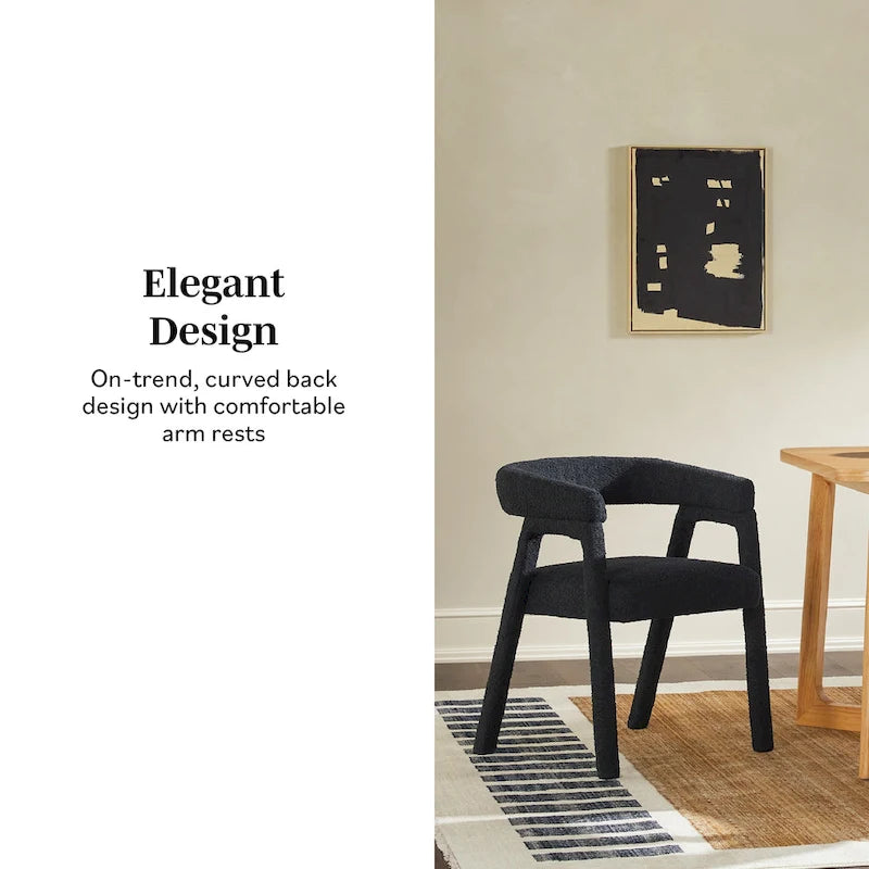Chaise de salle à manger incurvée Middlebrook Modern Boucle en bois massif (Lot de 2)