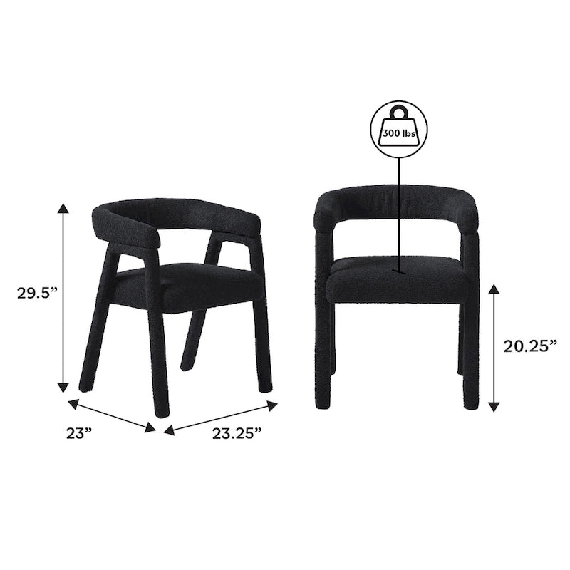 Chaise de salle à manger incurvée Middlebrook Modern Boucle en bois massif (Lot de 2)