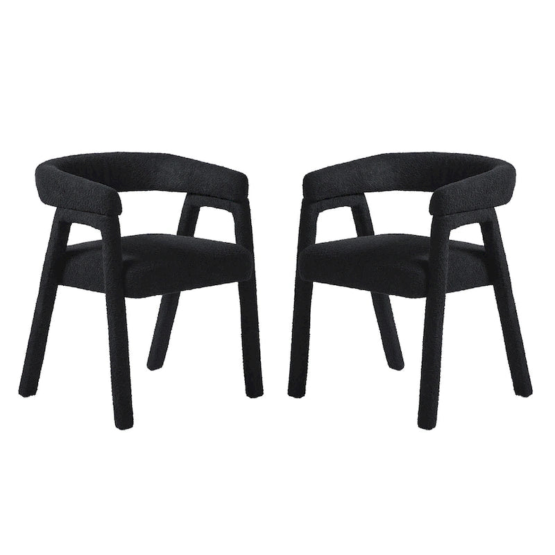 Chaise de salle à manger incurvée Middlebrook Modern Boucle en bois massif (Lot de 2)