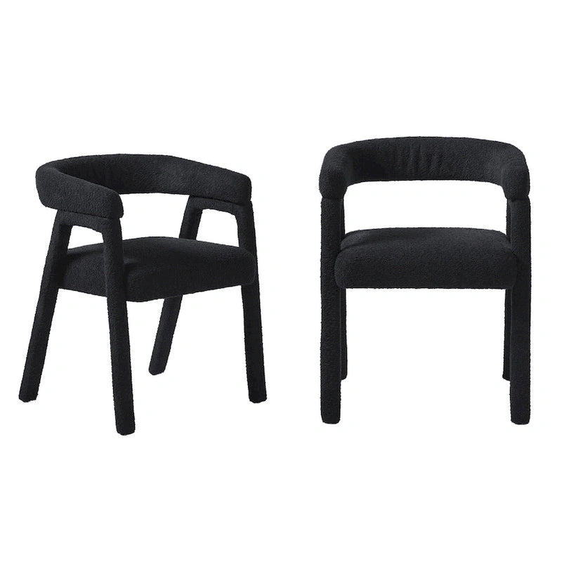 Chaise de salle à manger incurvée Middlebrook Modern Boucle en bois massif (Lot de 2)
