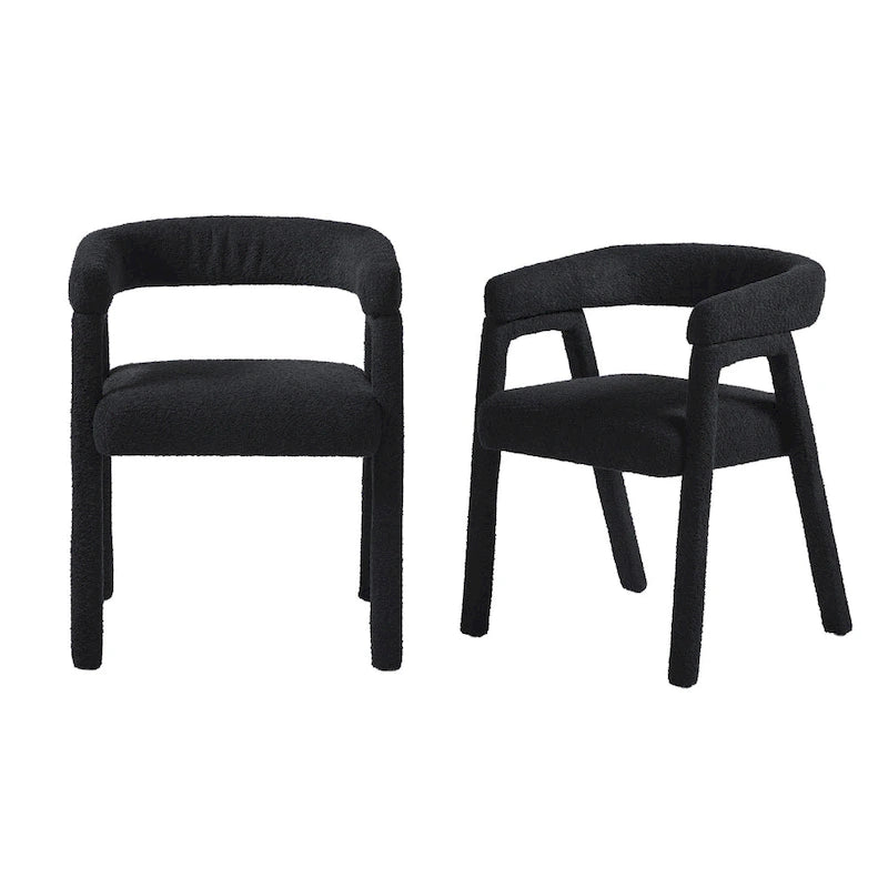 Chaise de salle à manger incurvée Middlebrook Modern Boucle en bois massif (Lot de 2)