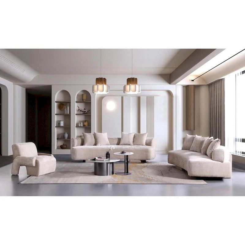 Manhattan Comfort Ensemble de 3 canapés multi-places modernes en chenille Verandah