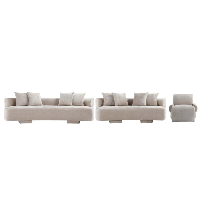 Manhattan Comfort Ensemble de 3 canapés multi-places modernes en chenille Verandah