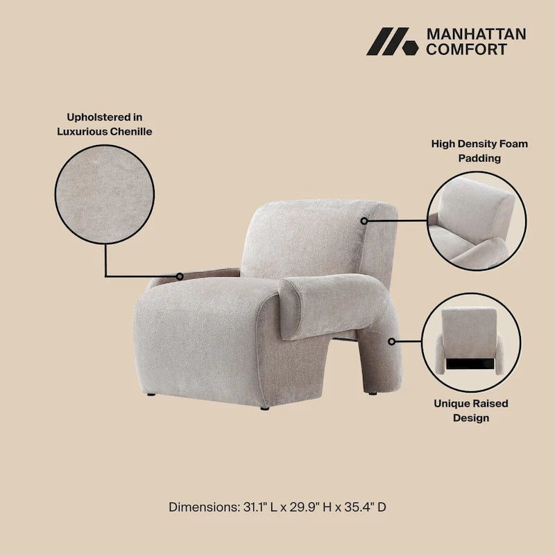 Manhattan Comfort Ensemble de 3 canapés multi-places modernes en chenille Verandah